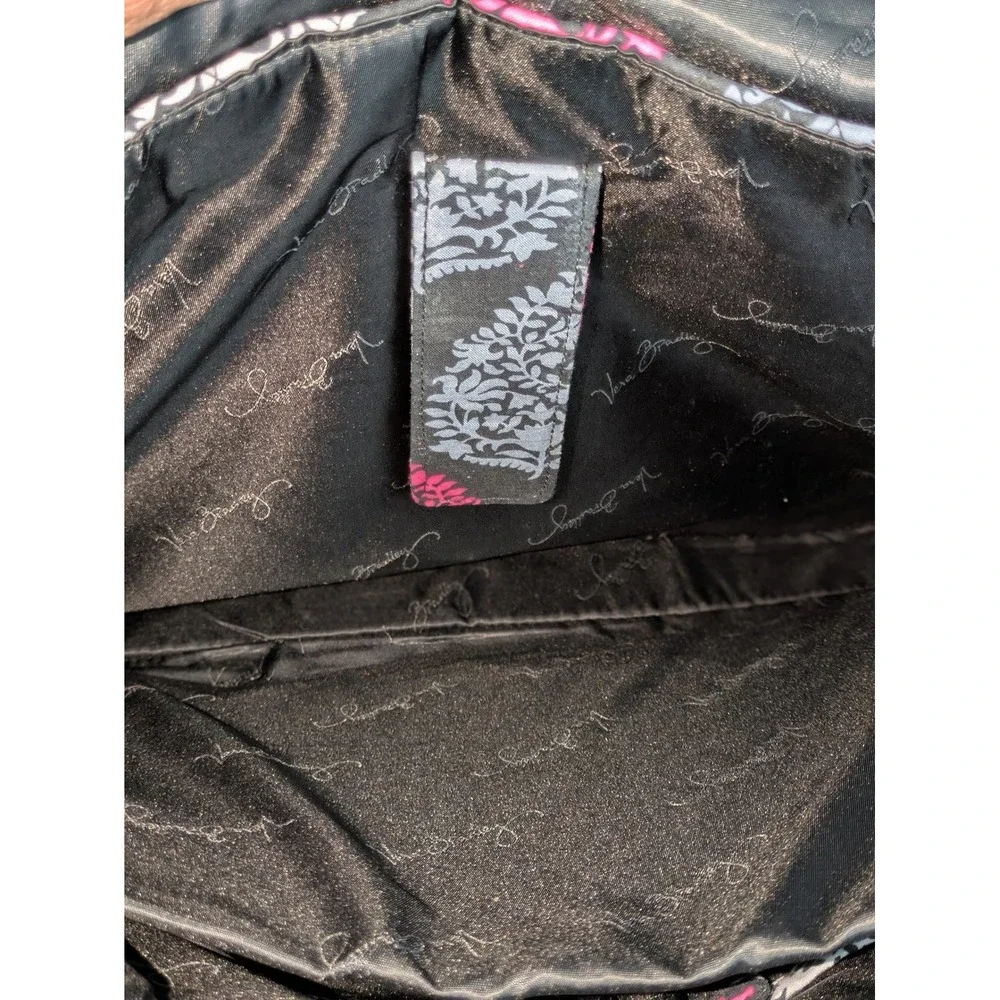 Vera Bradley Quilted Messenger Laptop Bag Pink Gray Black Floral 15x12x4